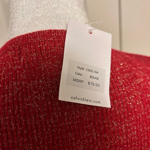 NWT Calvin Klein red and gold zip cardigan, size Large - Picture 4 of 7
